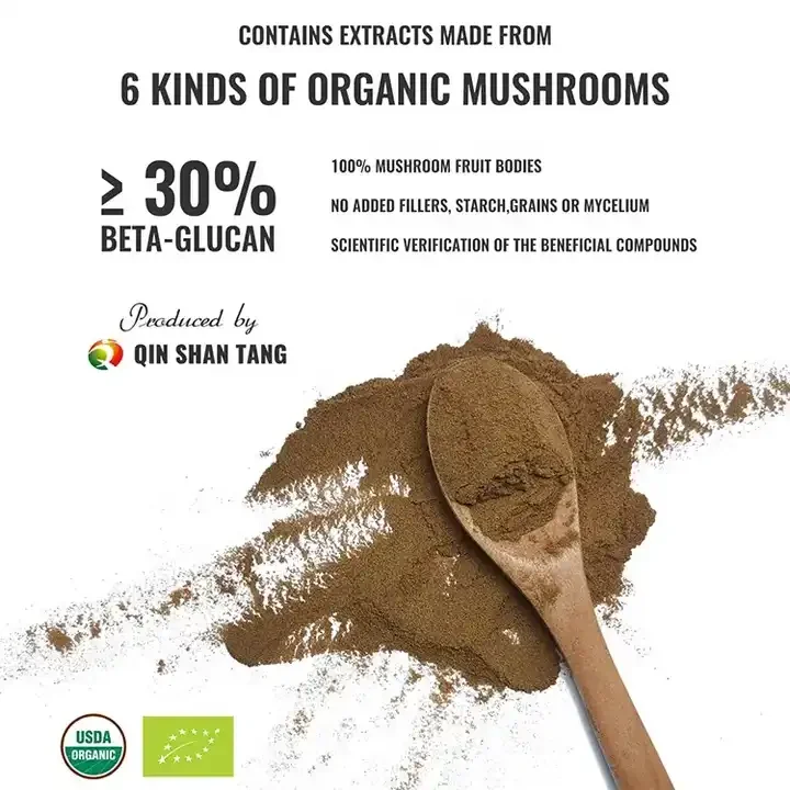 Qinshantang Chaga Turkey Tail Maitake Reishi Cordyceps Organic Lions Mane Mushroom Mixed Extract Powder