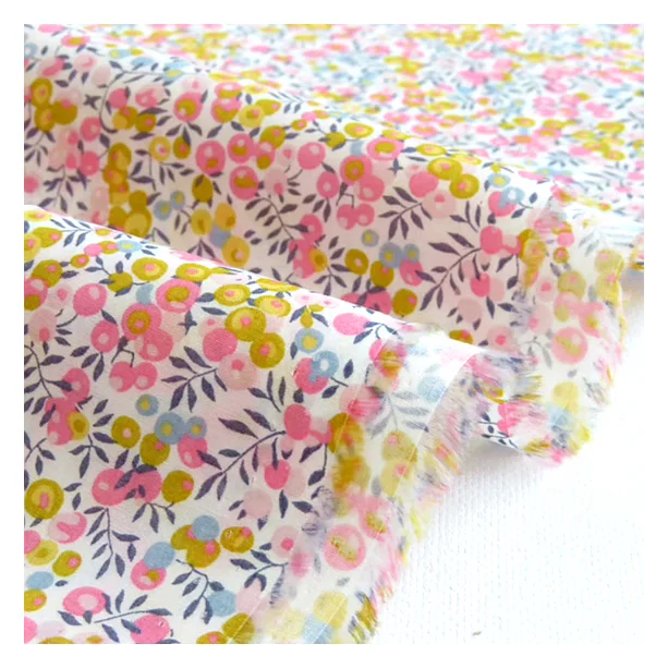 Light Weight Tissu en Voile Custom Printed Modern Floral Organic Liberty London Tana Cotton Lawn Fabric