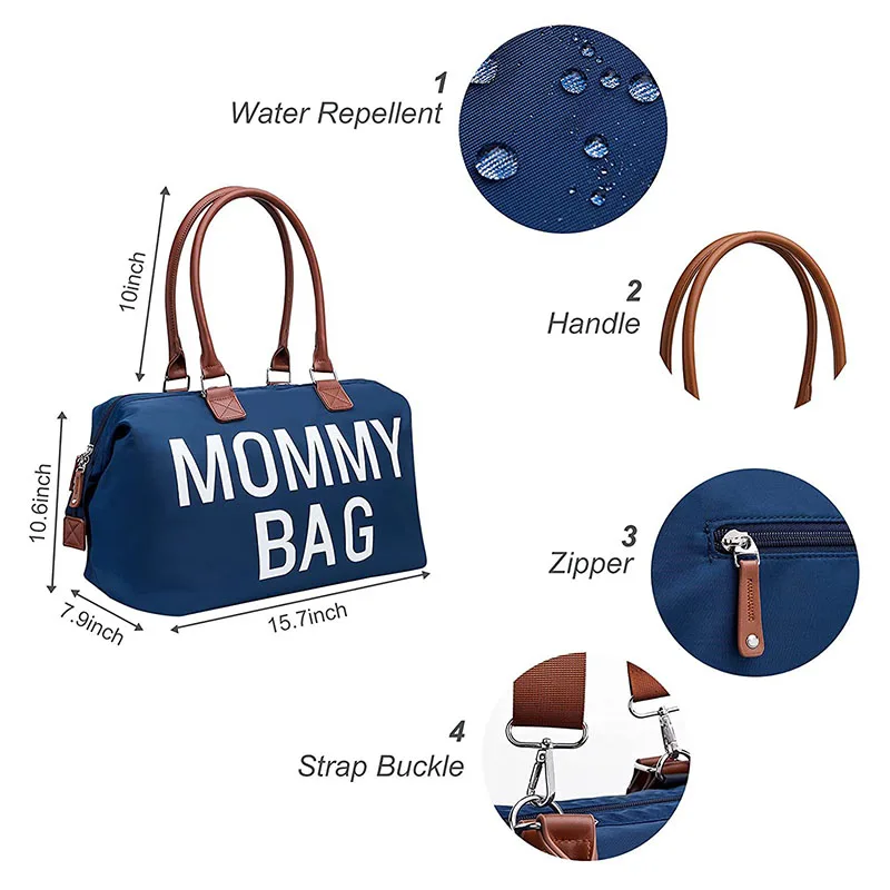 Good Quality Diaper Tote Bag PU Leather Diaper Bag Large Capacity Nappy Baby Bag with Large Capacity for Mommy