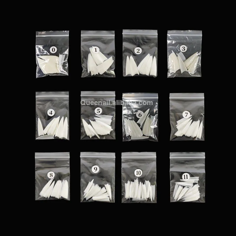 550pcs Bag French Artificial Nail Art Tips Natural Half Cover Long Pointed stiletto No C Curve Tapered straight square Nail Tip