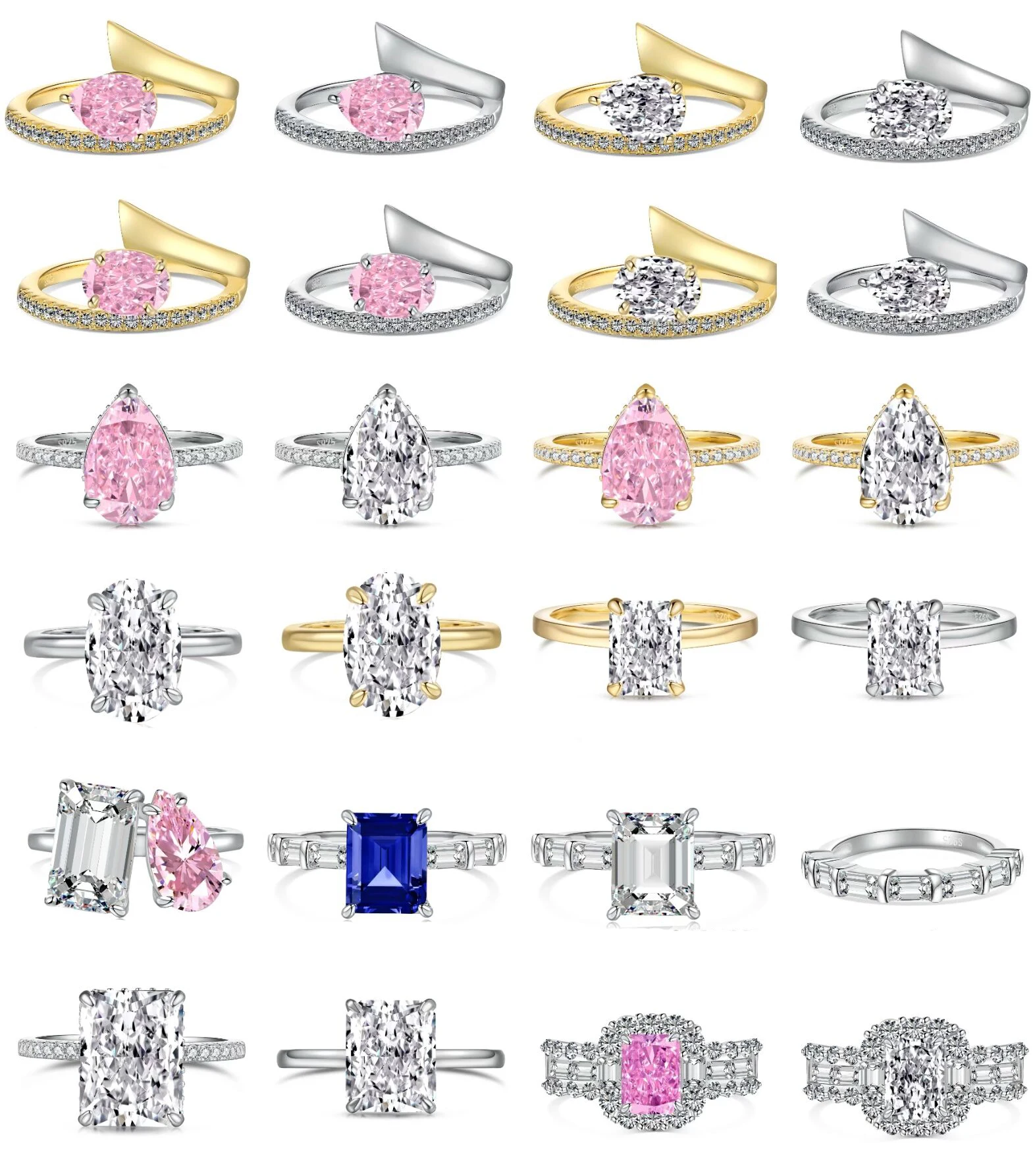 Женские повседневные кольца с золотым покрытием MYF 925 anillos casuales de plata ley para damas rhodium zircon из 18-каратного