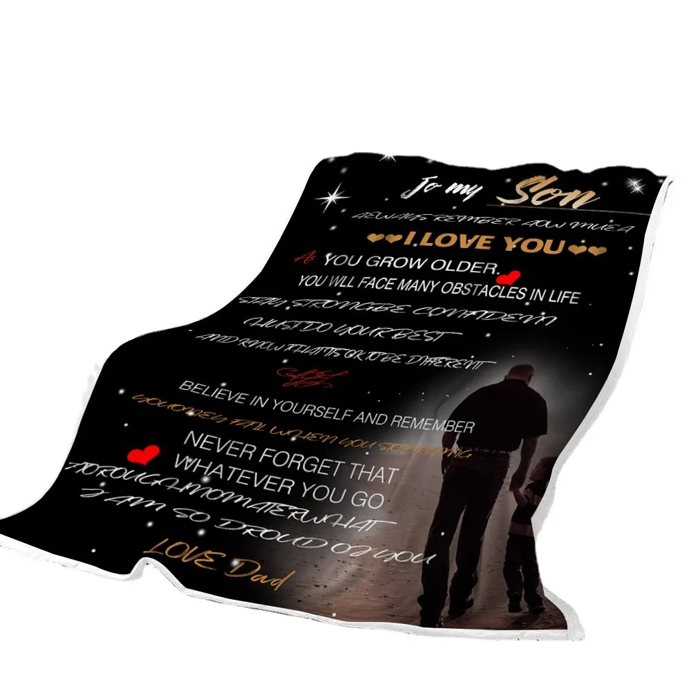 Letter-style flannel thickened air-conditioning throw sleeping rug blanket digital printing blanket for Autumn and winter