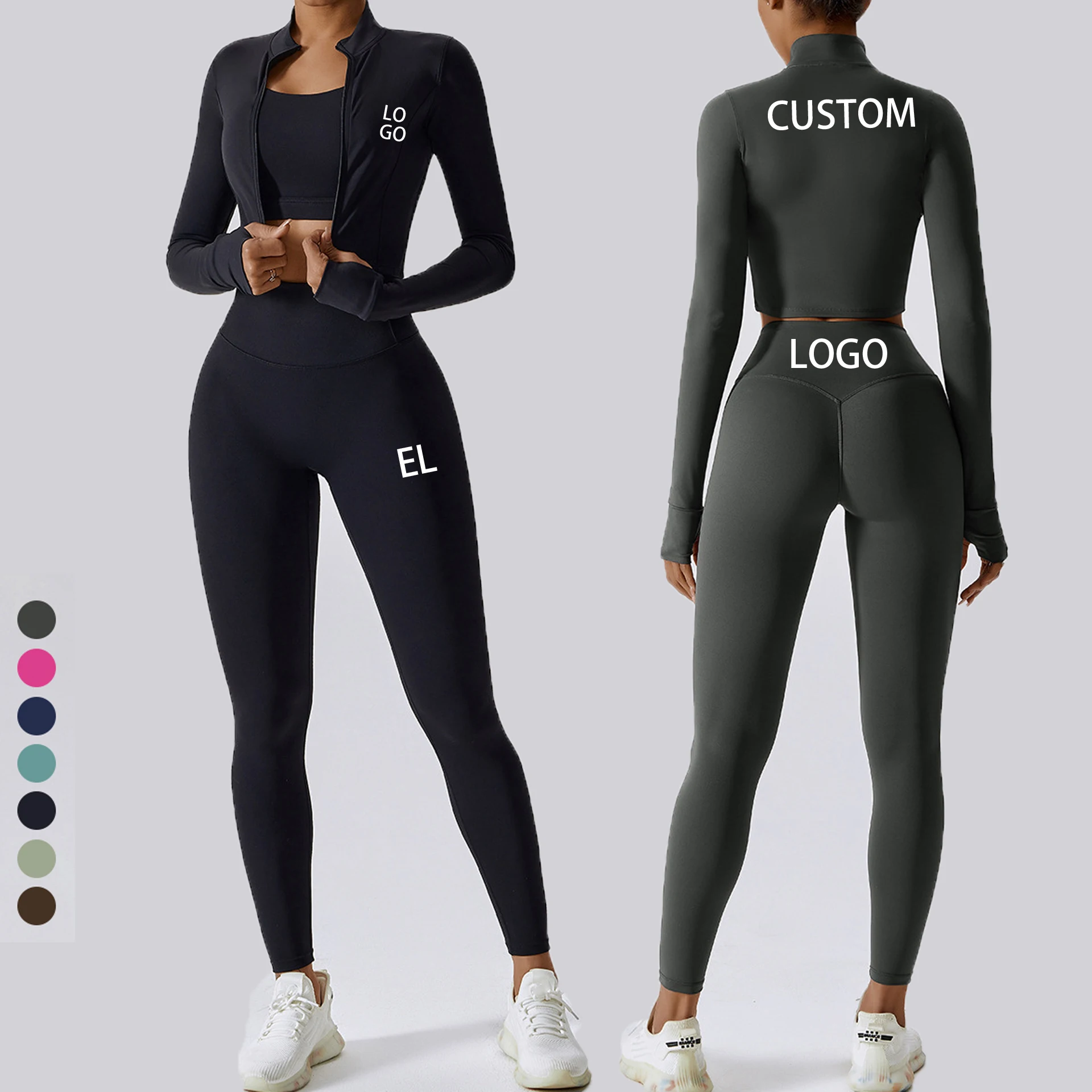 Wholesale Workout Gym Sets Soft Comfortable Running Gym Fitness Sets Women Gym Leggings High Waist 3 Piece Yoga Set Women