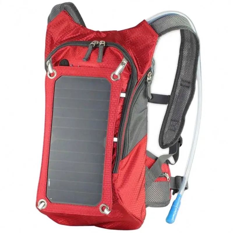 BSCI Factory BSCI Solar High Quality 6.5Watt Portable Outdoor Solar Power Backpack Charger With Water Bag For Charging Hiking