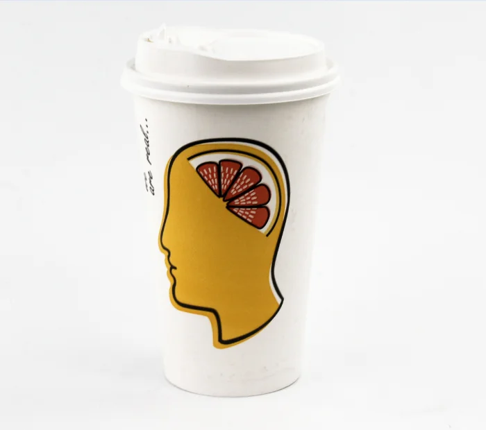 
Custom Takeaway Disposable Single Wall Hot Drink Coffee Drink Paper Cups Printed 16oz WIth PS Lid 
