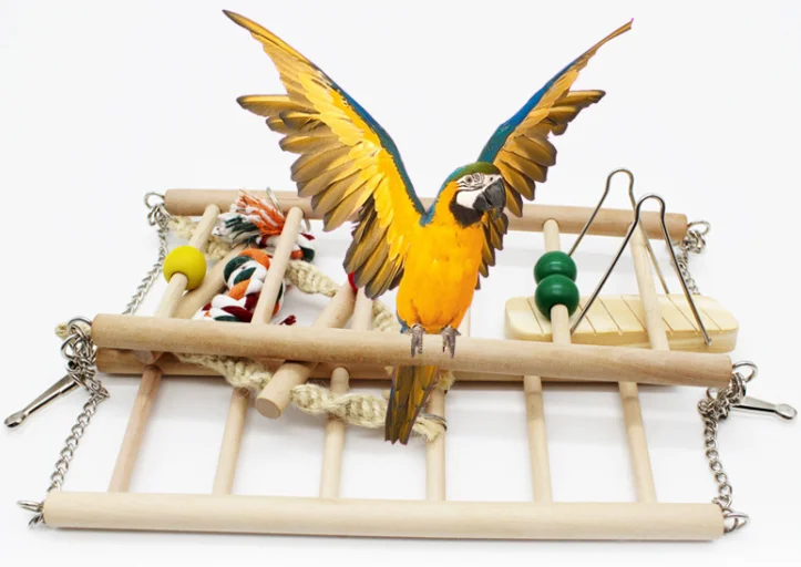 Natural Wood Bird Parrot Toys Birds Playground Climbing Toys Parrots Stand Perch Pet Training Parrot Toy Pet Bird Ladder