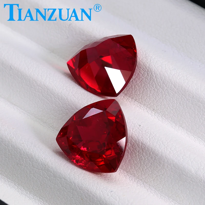 Lab Grown Ruby Pigeon Blood Red Ruby Trillion Shape Natural Cut with Cracks and inclusions Loose Stone Beads Jewelry Making