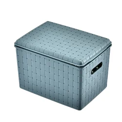 For Bathroom Living Room Kitchen Woven Basket Storage Basket With Lid  Laundry Rattan Storage Box