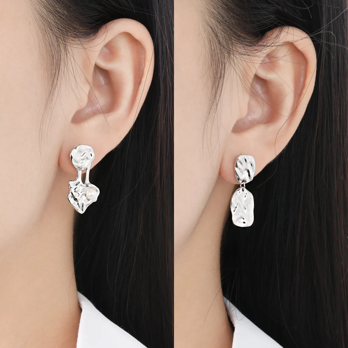 DEYIN 18k White Gold Pearl Earring 925 Sterling Silver Women Jewelry Strange Shapes Silver 925 Earring Fashion Style Wholesale