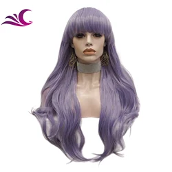 Celebrity Free Sample Cosplay Synthetic Wigs Lavender Purple Color High Temperature Fiber Synthetic Wigs