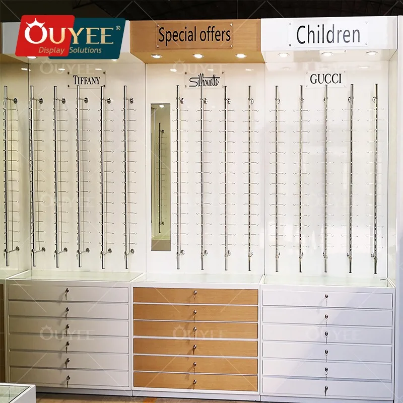 Retail Store Fixture Glass Shop Locking Eyewear Showcase Sunglasses Display Rack Optical Frames Display Stand