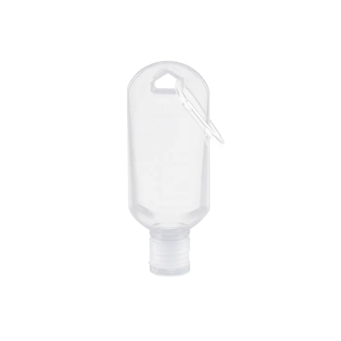 Outdoor Keychain Hand Sanitizer Bottle 50ml Empty HDPE Plastic Spray Bottle with PVC Hook and Alcohol for Lotion Disinfectant
