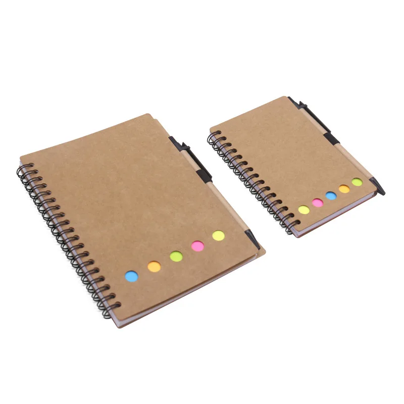 Customization Kraft Paper Detachable custom spiral stickers book tab reusable Stationery Simple Memo sticky note pads notepad