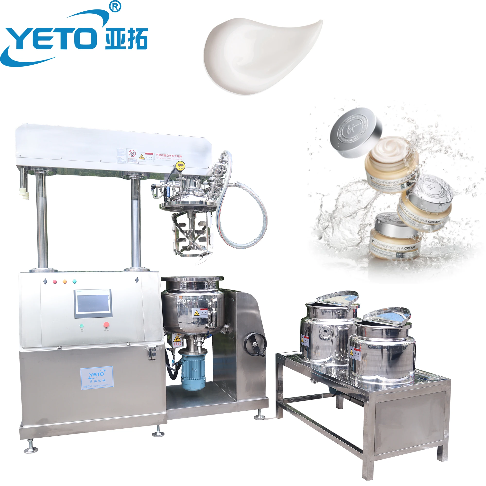 YETO-10L 50L Vacuum Industrial Emulsifying Tank Chemical Mixing Tank Cosmetic Cream High  Shear Homogenizer Emulsifier Mixer