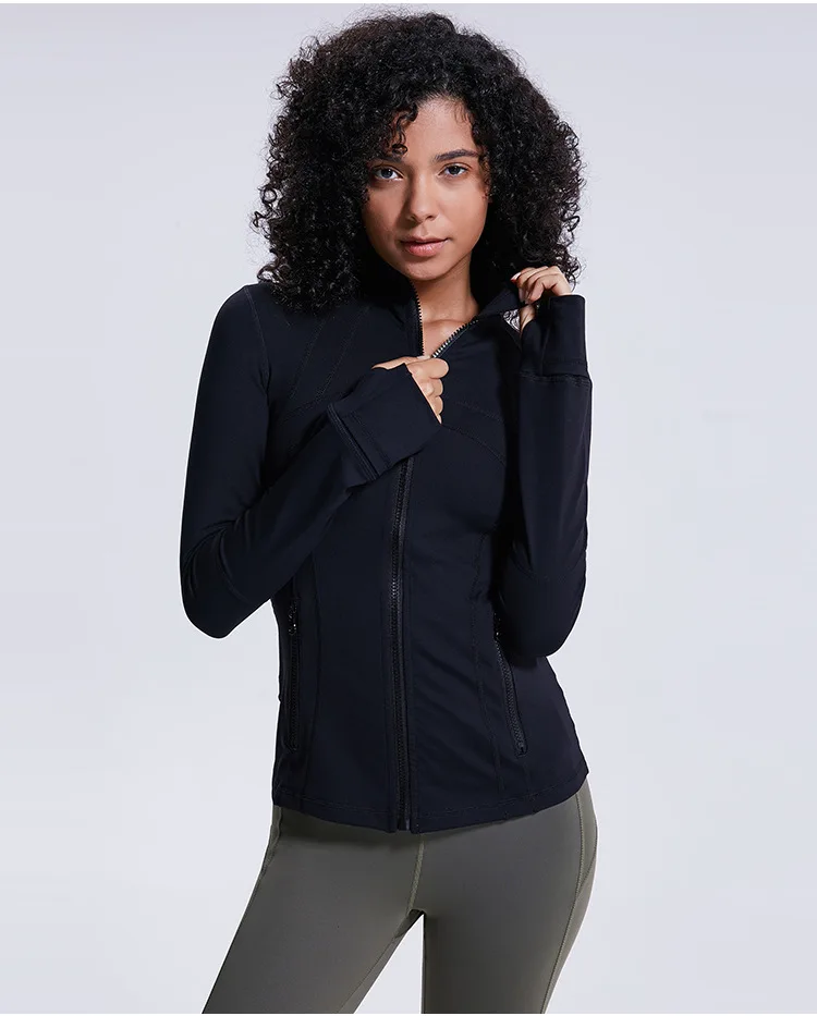 Wholesale high quality sports nylon zipper zipper stretch yoga tops