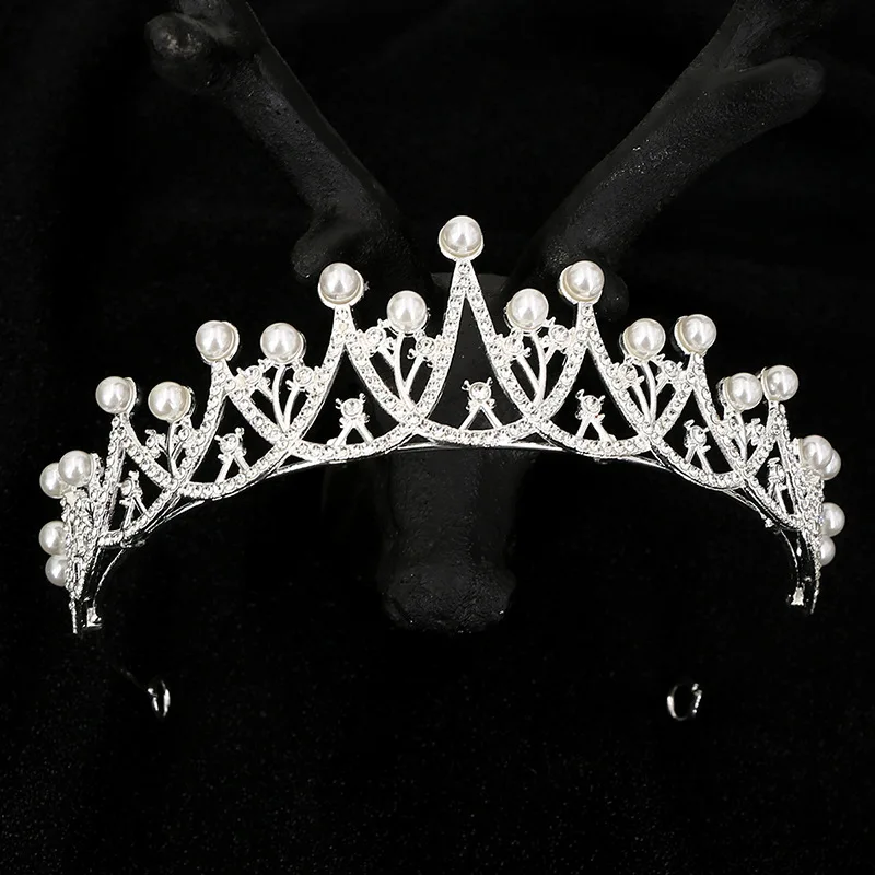 Bridal Rhinestone Crown Alloy Simple Hair accessories Fashion wedding yarn dress Sparkly Tiara Princess
