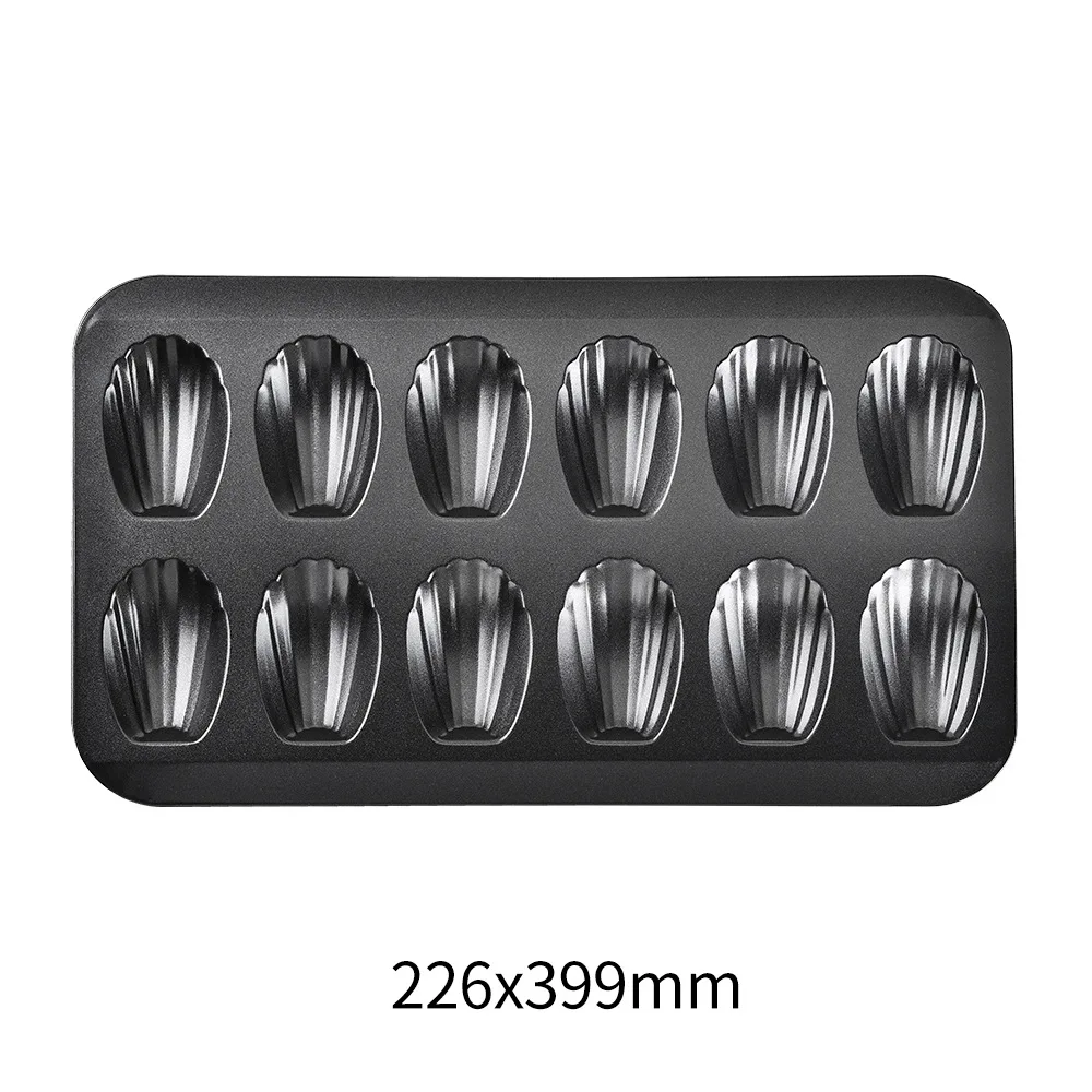 12-cavity Heavy Duty Nonstick Carbon Steel Shell shaped Madeleine Mold Cake Baking Pan Cookie Tray for oven