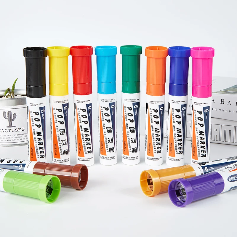 Refillable Art Marker Set Waterproof Fast Drying 6 Mm Pop Poster Advertising Graffiti Big Characters Waterproof Pop Marker Pen