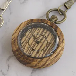 Round Vintage Pocket Watch  Wooden Antique Style