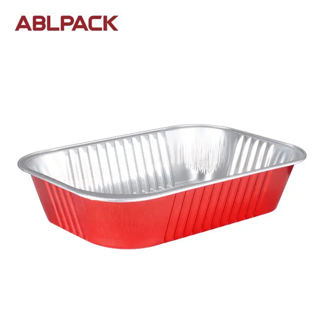 High Quality AblPack 620ml Fast Food Storage Aluminum Foil Packaging Rectangle Disposable Take Away Container