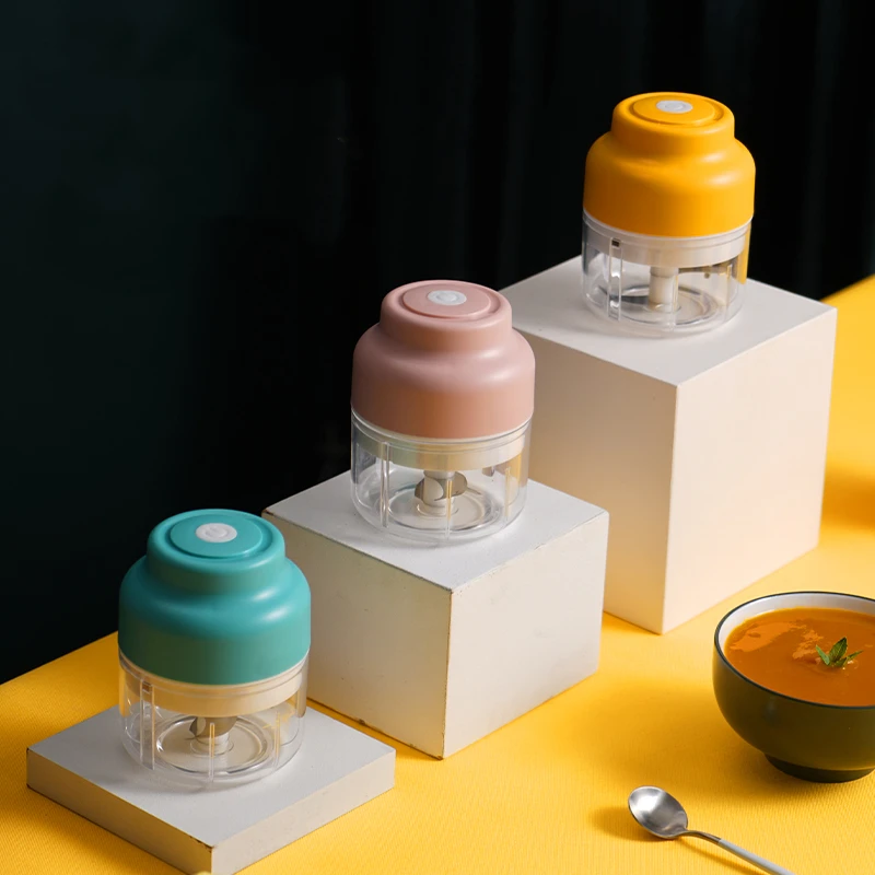 garlic chopper garlic masher USB charging 100ML/250ML plastic kitchen garlic cutting machine Stainless steel blade 80W  mini gar