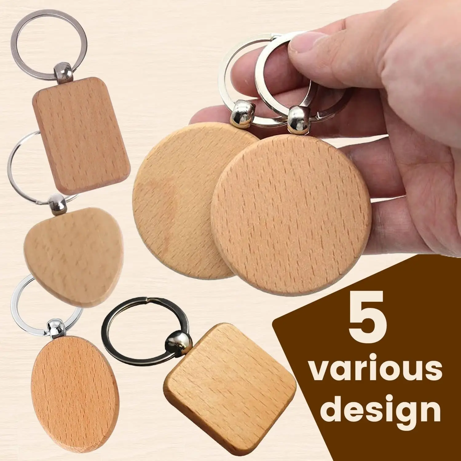 Daily Life Convenient Use Decoration Different Shape Wooden Keychain Blank