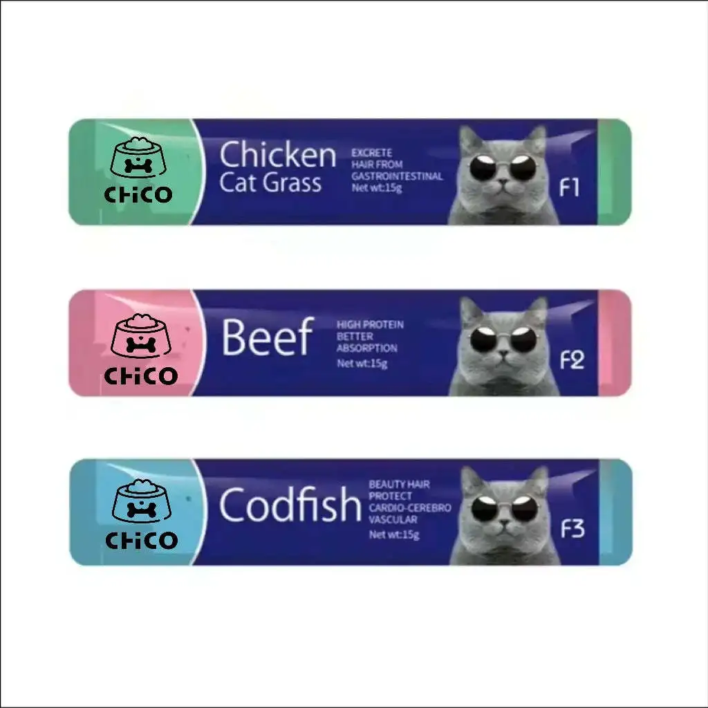 China Factory Direct Sales Pet Food Good for Health Ingredient Salmon Chicken Tuna Creamy Cat Treats Wet Strips