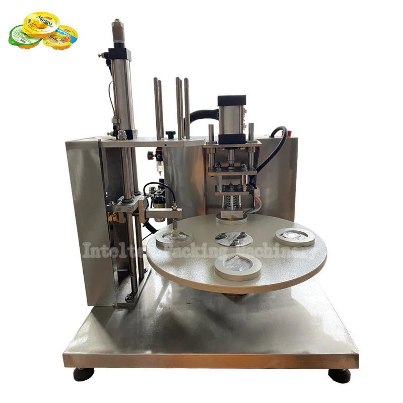 Semi Automatic Small Drinks Yogurt Cup Sealing Machine One Time Four Cups Customized Calippo Tube Tea Cup Aluminum Foil Sealer