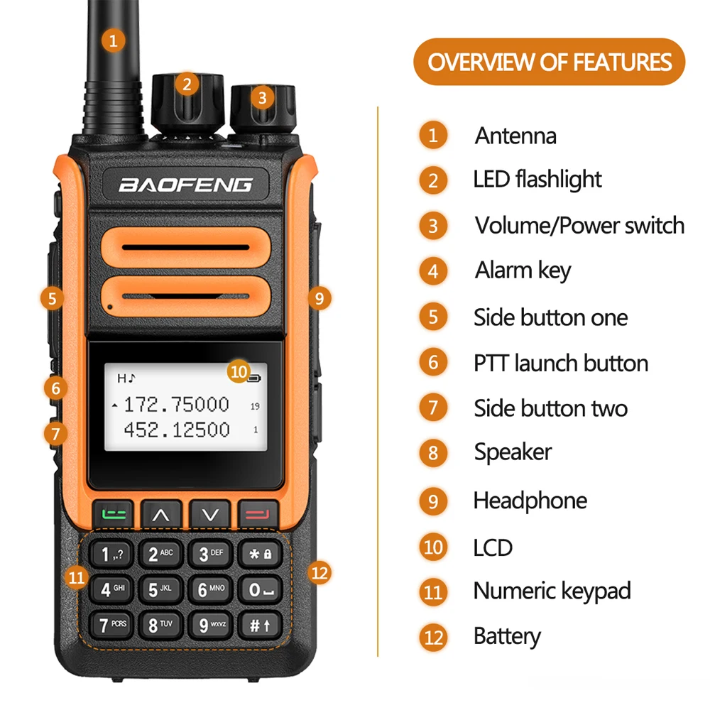 Baofeng UV-99 Walkie Talkie 10W High Power 8800mAh Ham Radios Dual Band UHF VHF Radios Transmitter UV-9R Plus Two Way Radio