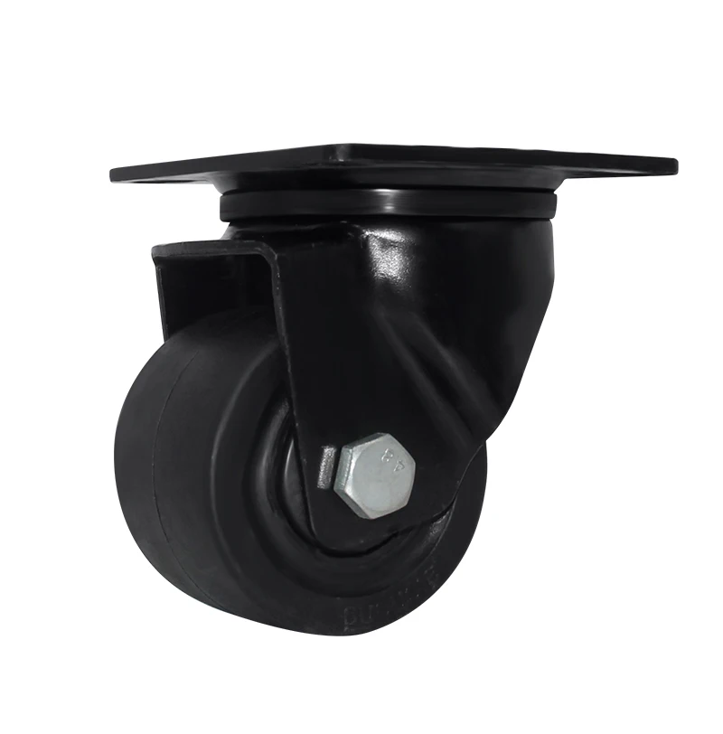 Rigid 3 Inch PA Universal With Brake 500kgs Loading Black Nylon Low Profile Caster Fixed Heavy Duty Casters Wheels