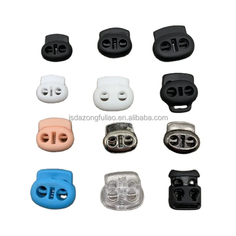 Factory Spot supply black transparent plastic elastic spring double hole pig nose cylindrical adjustment buckle