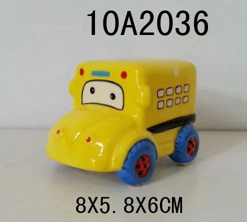 Newest Popular Cute Ceramic Piggy Bank Money Yellow Car Saving Box Coin Bank for Kids