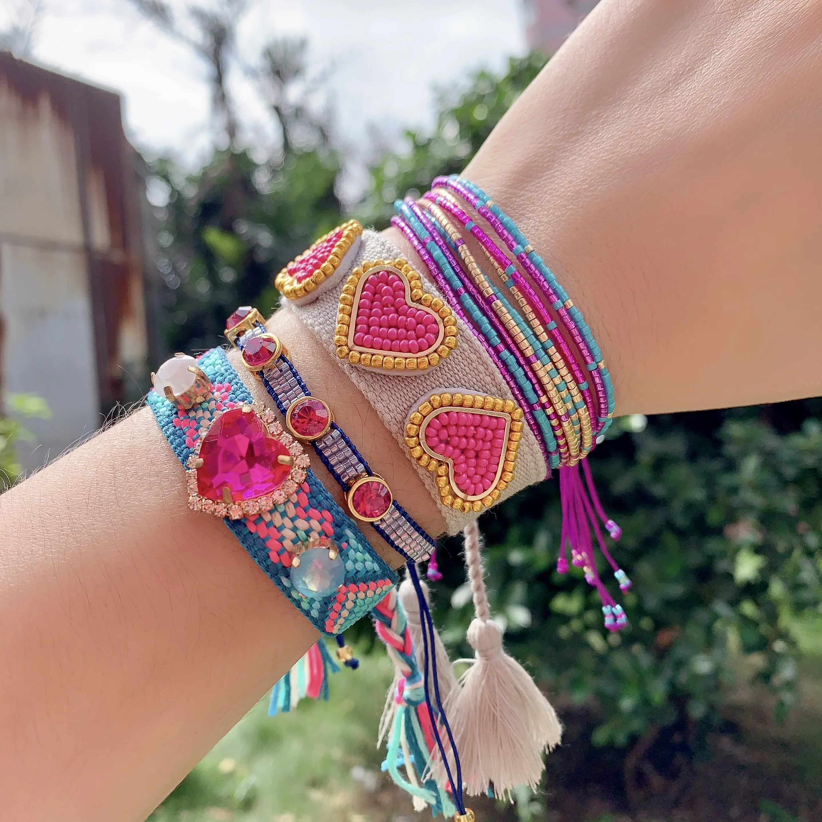 BD-C2381 модные ювелирные изделия браслет женский ручной работы сердце браслет для праздника бисер браслеты ювелирные изделия