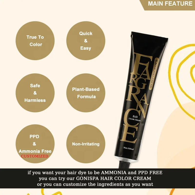 OEM Private Label S&F Professional Salon Low Ammonia Hair Dyeing Herbal Hair Dye Color Cream Permanent Coloring 43 Colour