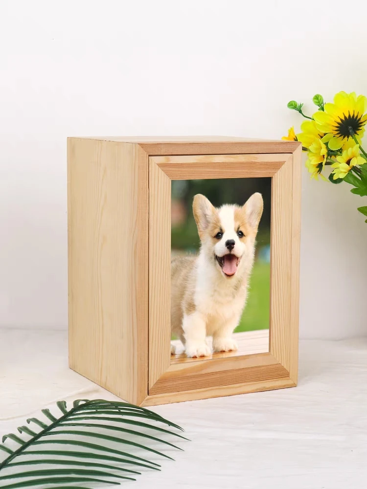 Custom natural wooden pet coffin Pine pet urn Solid wood hamster rabbit parrot cat dog urn