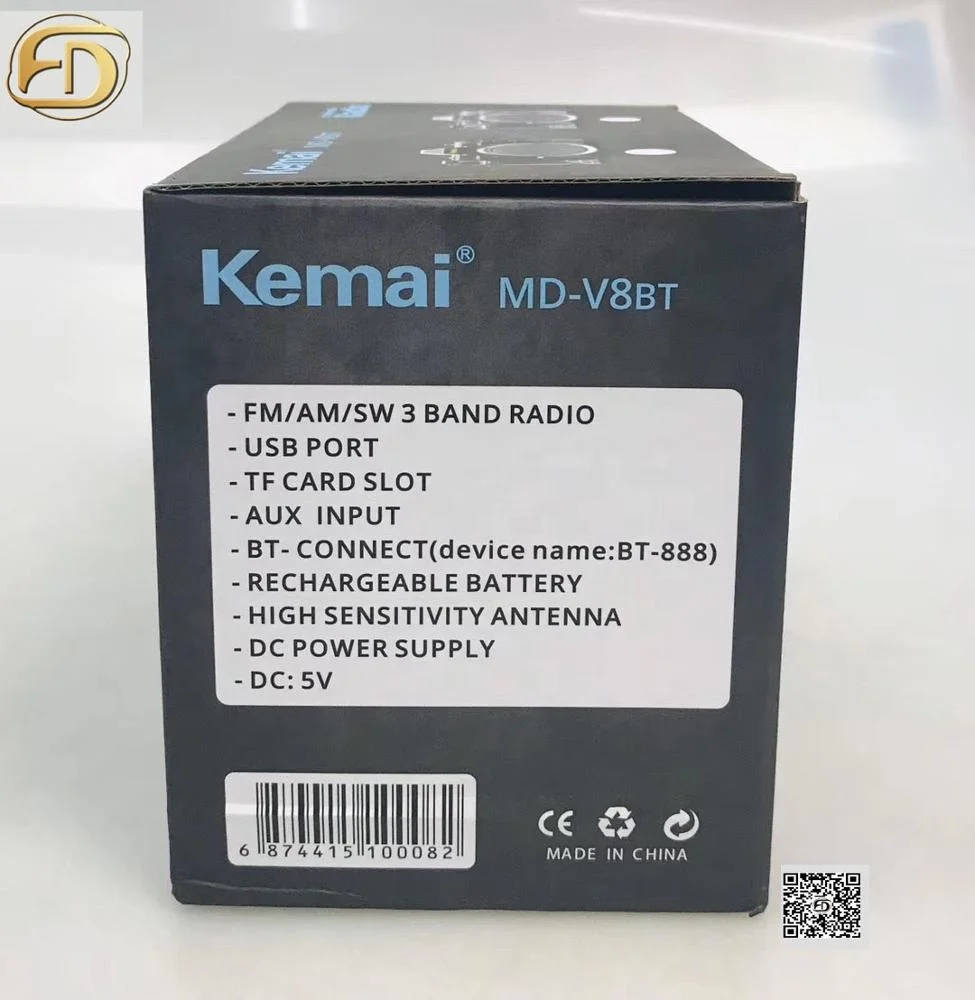 Kemai MD-V8BT FM AM SW 3 диапазона аккумуляторная радио с USB SD TF