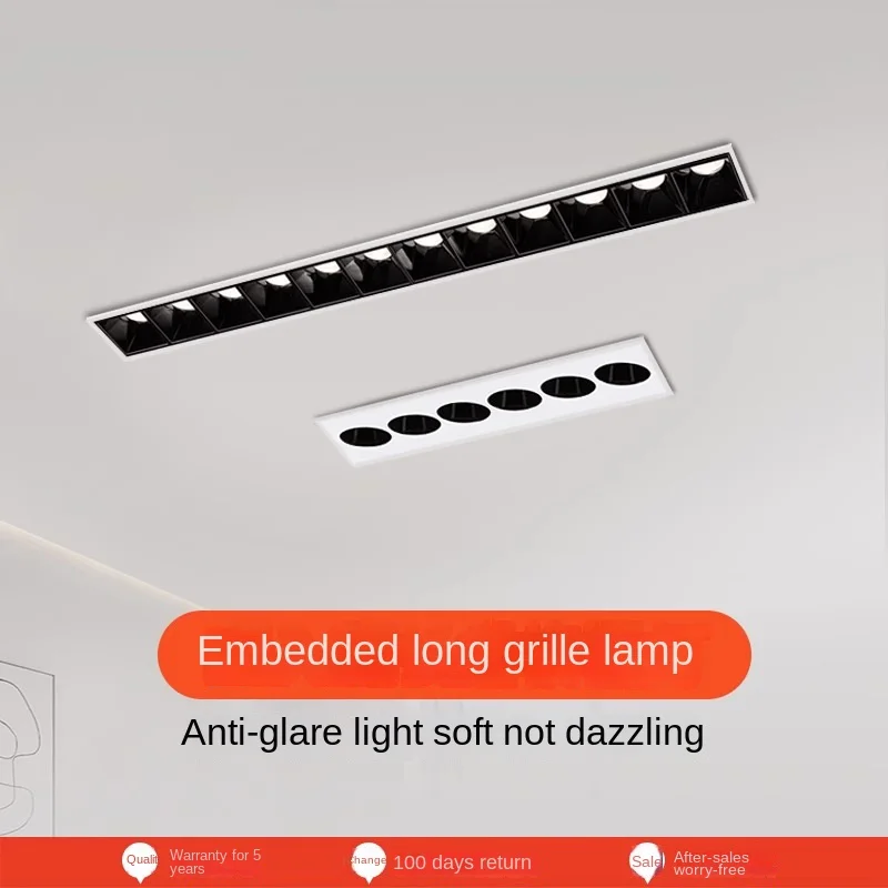Modern LED Ceiling Lamp Narrow Frame Spotlight Grille Indoor Unowned Lighting Living Room Aluminum Body Embedded Strip Line Lamp