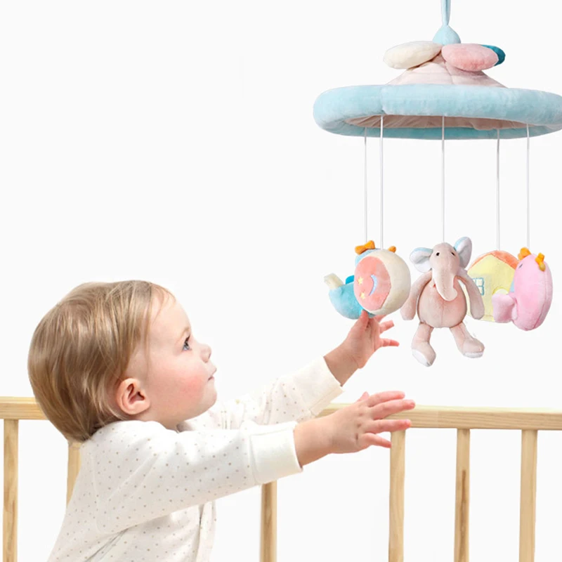 Ready to ship Baby Bed Mobile safe stuffed Musical Hanging Toys Plush Animal Toy Baby Bed Bell mobiles infant toy