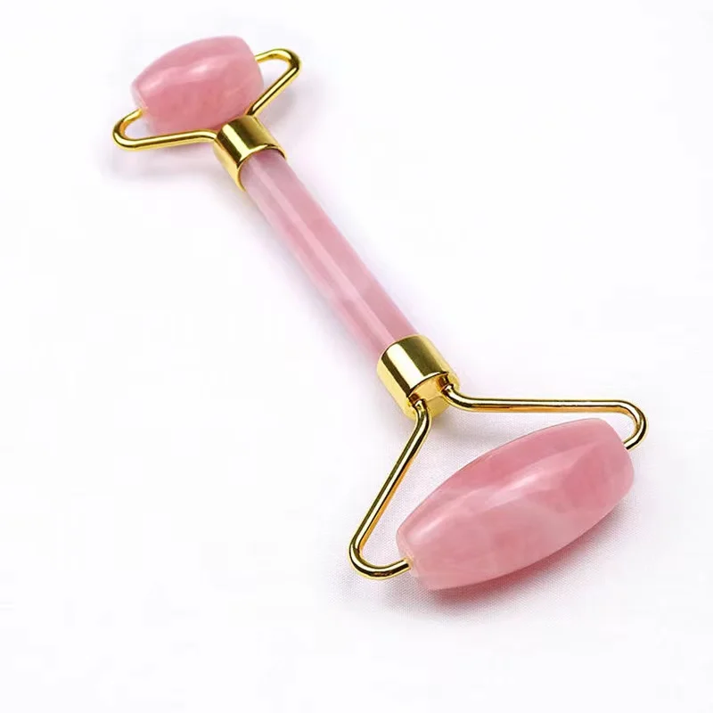 Skin care wholesale beauty tool natural jade facial roller pink crystal quartz stone for roller face