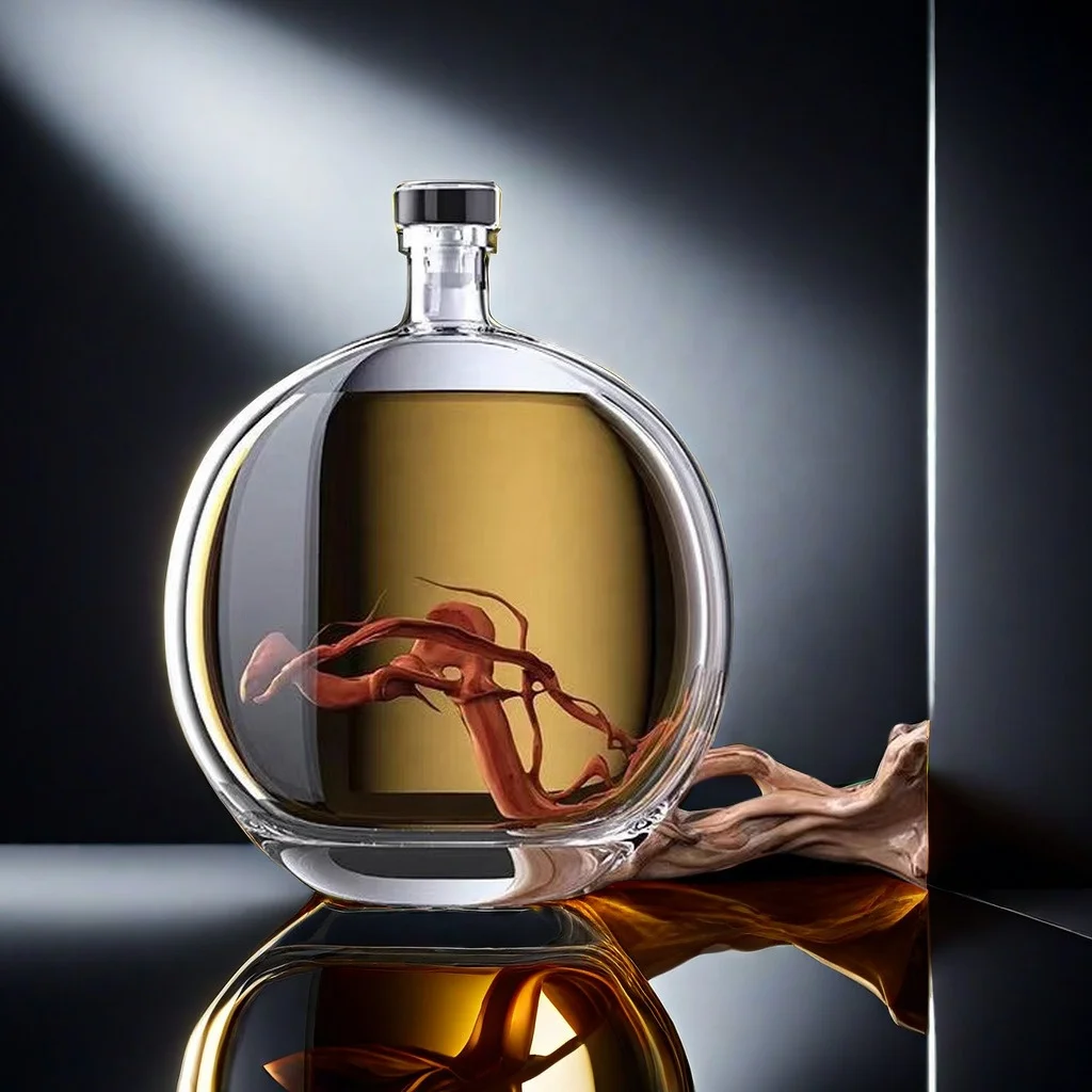 Empty Glass Liquor Bottle Clear 250ml Wine Whiskey Liquor Bottle Vodka Glass Bottle for Cold Brew Without Cork Stopper