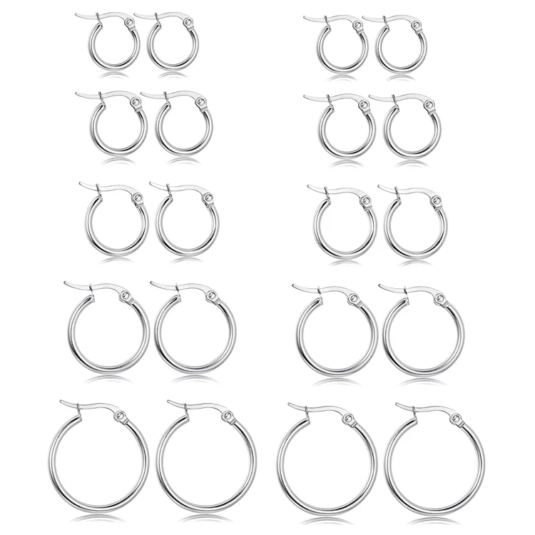 Fashion Simple Design Hoop Huggie Stainless Steel Earrings Wholesale