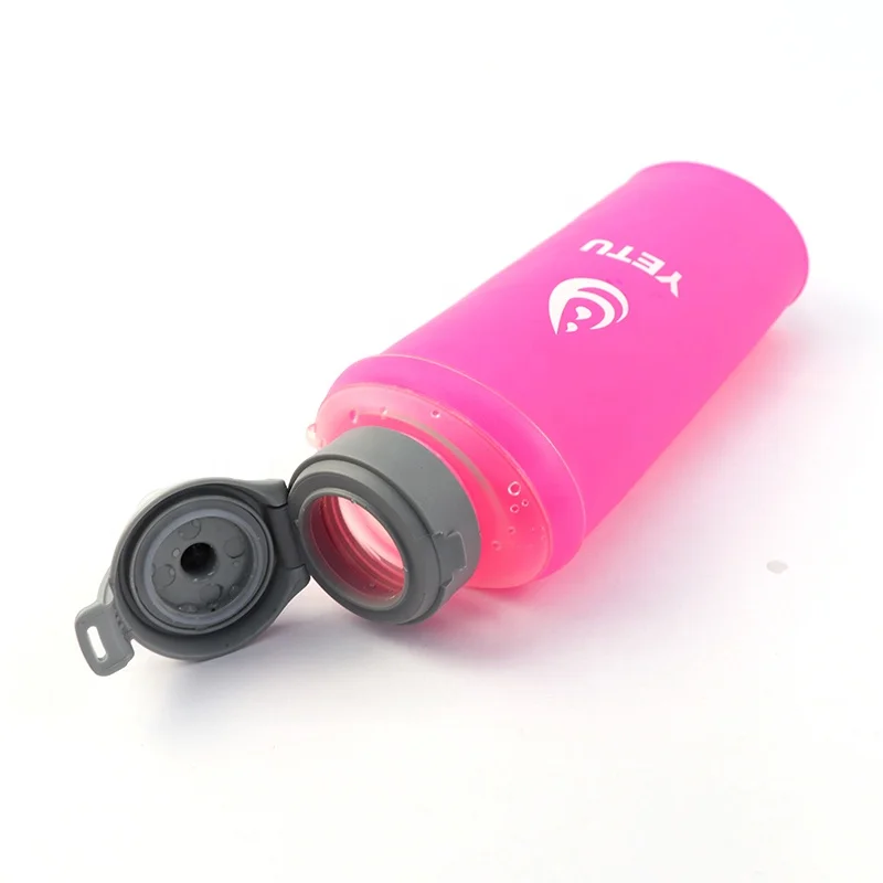 Yetu Oem/Odm Folding Bottle Foldable 650ML 750ML Tpu Flip Cover Running Foldable Kettle Collapsible Soft Water Bottle