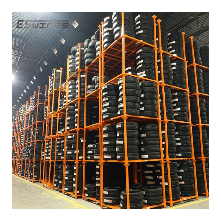 Powder coating heavy duty industrial steel stackable logistic warehouse box tyre tire rack pallet
