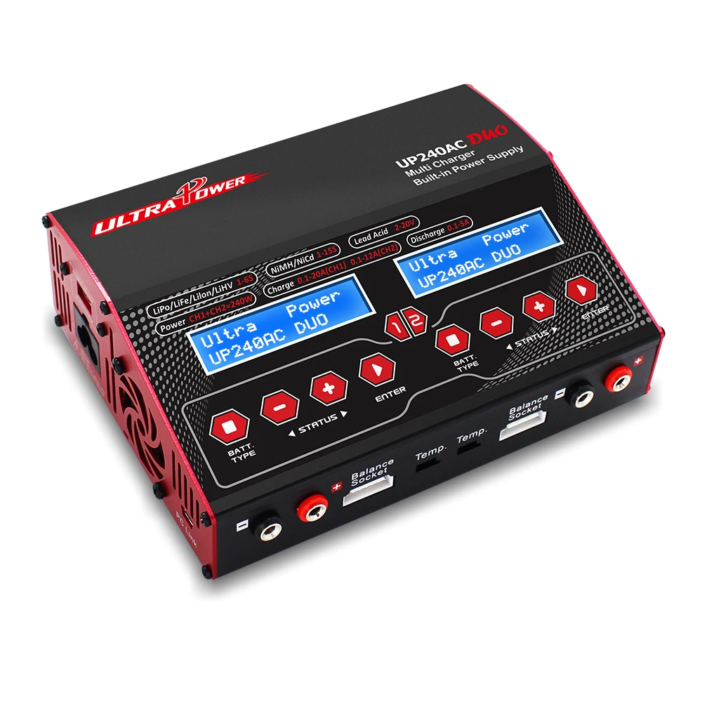 Ultra Power UP240AC DUO 240W 20A AC/ DC RC Battery Balance Charger With Two Channels For LiPo LiHV LiIon LiFe NiMH NiCd Battery