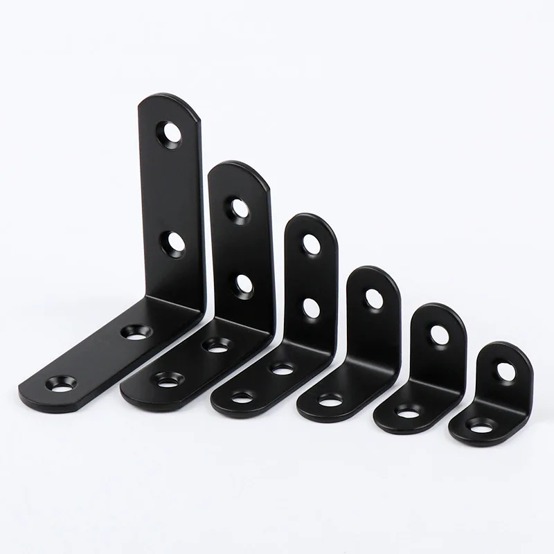 90 Degree Corner Brace L Shape Black Steel Corner Bracket Metal Angle Corner Bracket for Furniture