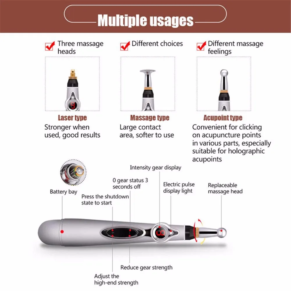 Mini Homeuse Acupuncture Relief Pain Tools Meridian Energy Massage Pen