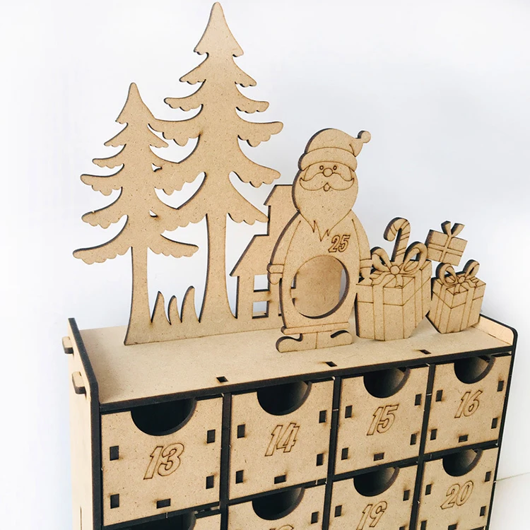 Creative Christmas House Countdown Gift Advent Calendar Wooden Box Christmas Desk Calendar