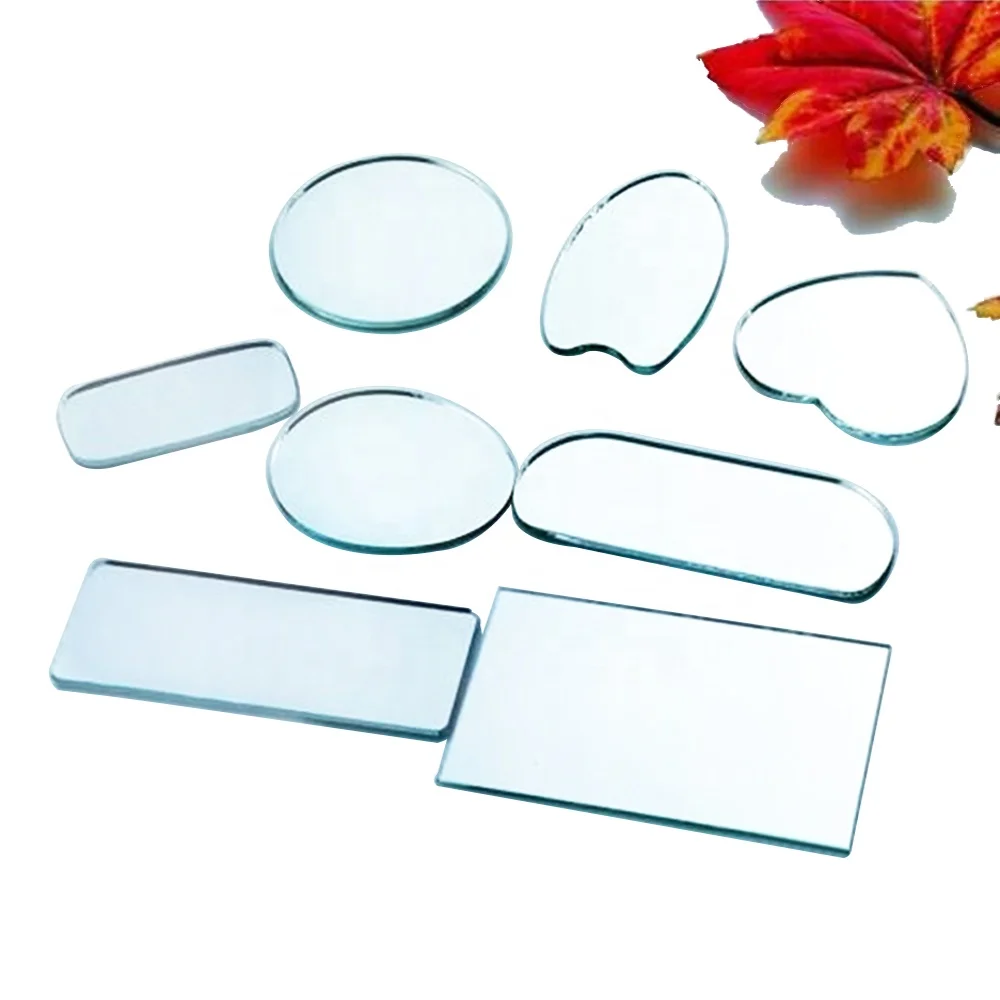 Small Makeup Decorative Cut Edge square Round Oval Painted ultra Thin Mirror Glass