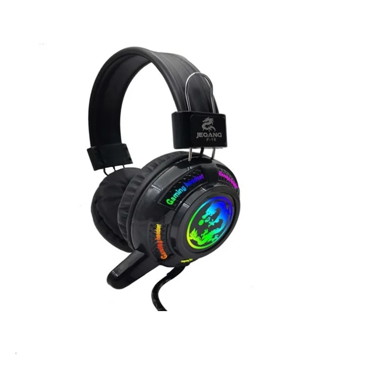 
Factory direct sales JEQANG F-15 head-mounted Internet cafe computer e-sports game subwoofer headset with wheat luminous headset 