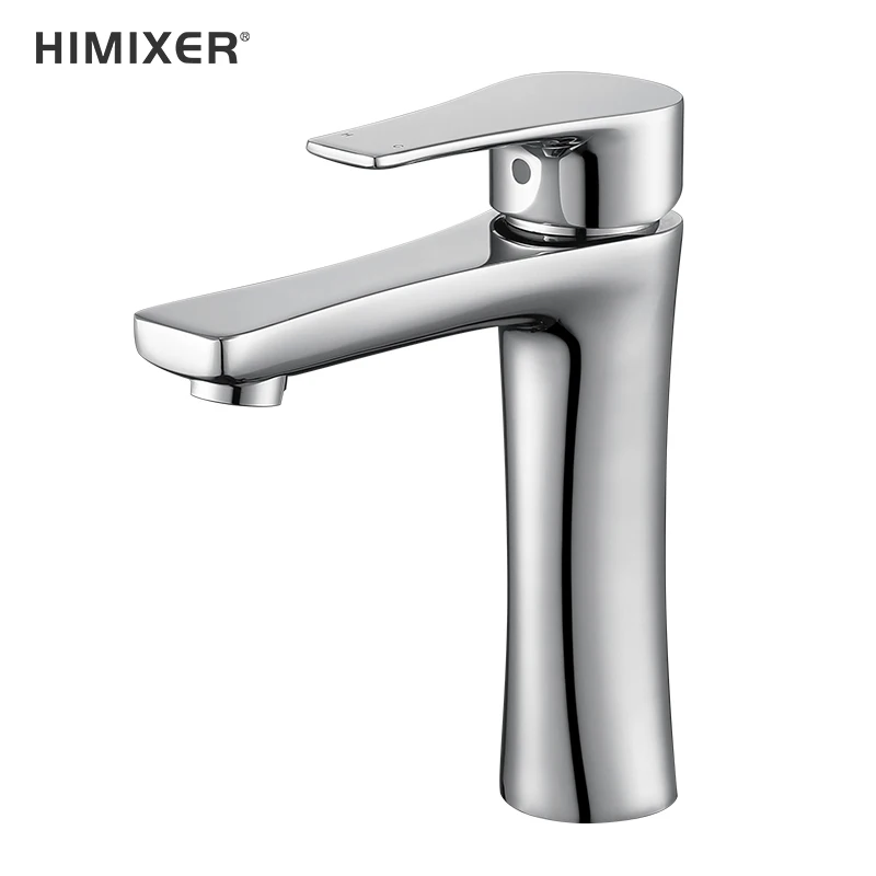 
HIMXER RTS small MOQ customization Single Handle Brass Bathroom Faucet Chrome Wash basin faucets 